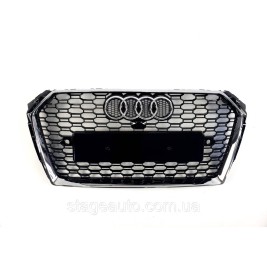 Решетка радиатора в стиле RS на Audi A4 B9 2015-2019 год Черная с хром рамкой