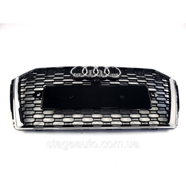 Решітка радіатора в стилі RS на Audi A4 B9 2015-2019 рік Чорна з кривою рамкою