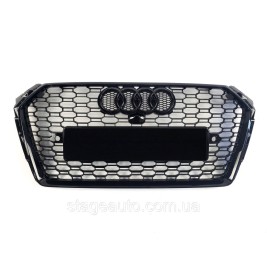 Решетка радиатора в стиле RS на Audi A4 B9 2015-2019 год Черная ( Без надписи Quattro )