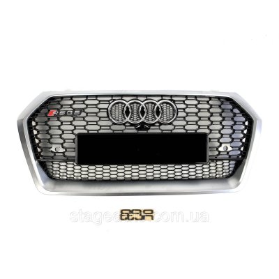 Решітка радіатора в стилі RS на Audi Q5 FY 2016-2020 рік Чорна з сірою рамкою