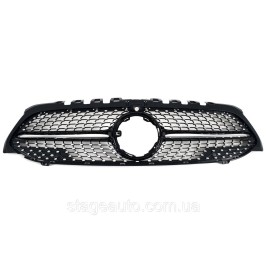 Решетка радиатора на Mercedes A-Class W177 2018-2022 год Diamond Black ( с местом под камеру )