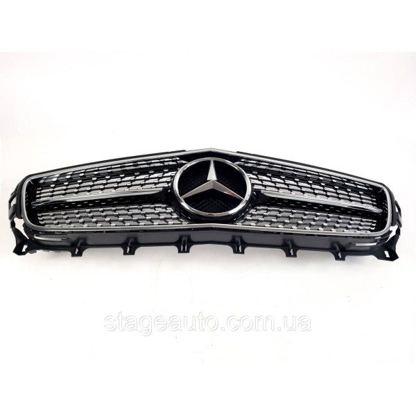 Решетка радиатора на Mercedes CLS-Class C218 2011-2014 год Diamond ( Черная с хром вставками )