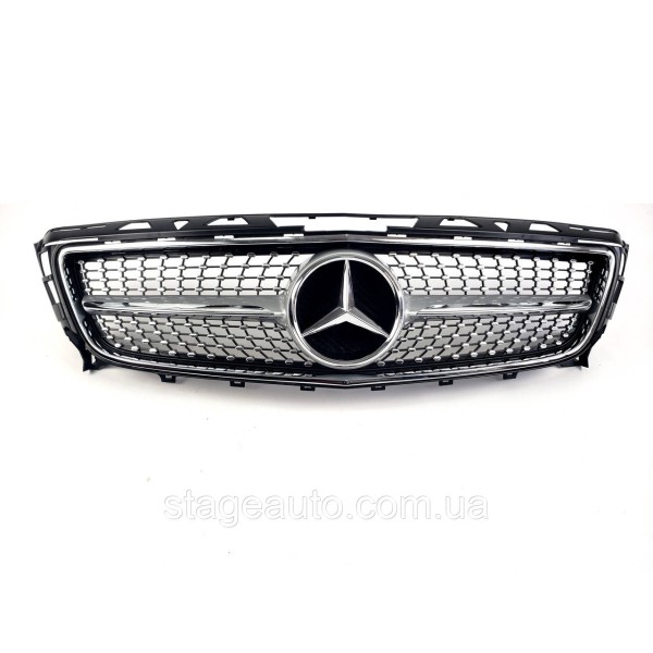 Решетка радиатора на Mercedes CLS-Class C218 2011-2014 год Diamond ( Серая с хром вставками )