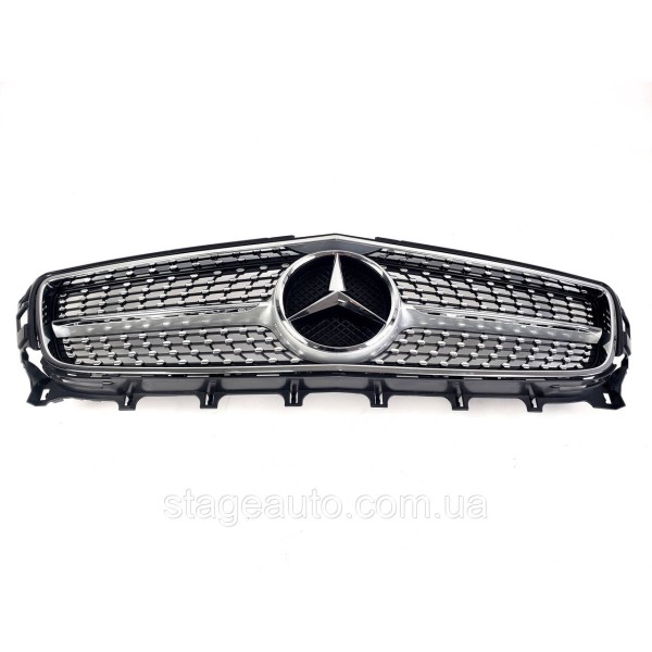 Решетка радиатора на Mercedes CLS-Class C218 2011-2014 год Diamond ( Серая с хром вставками )
