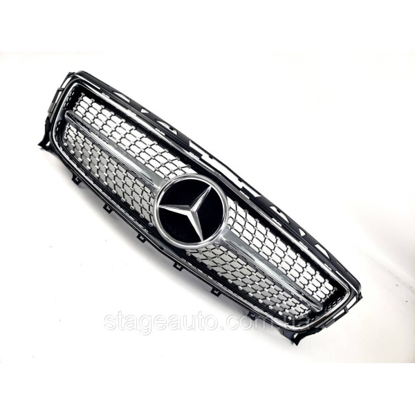 Решетка радиатора на Mercedes CLS-Class C218 2011-2014 год Diamond ( Серая с хром вставками )