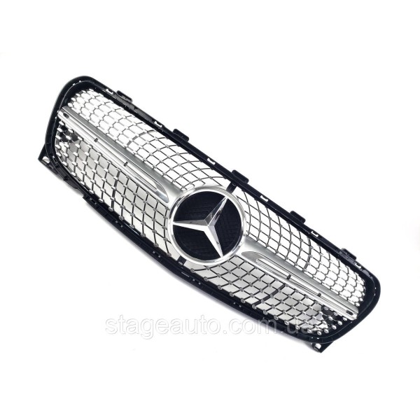 Решетка радиатора на Mercedes GLA-Class X156 2017-2019 год Diamond ( Серая с хром вставками )
