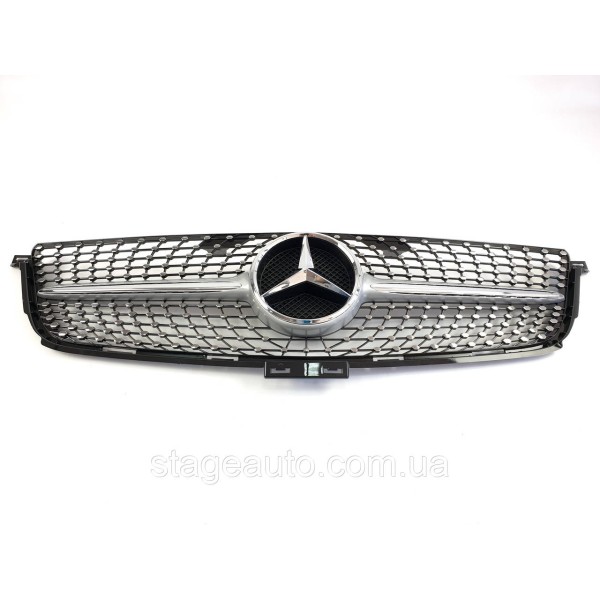 Решетка радиатора на Mercedes ML-Class W166 2011-2015 год Diamond ( Серая с хром вставками )