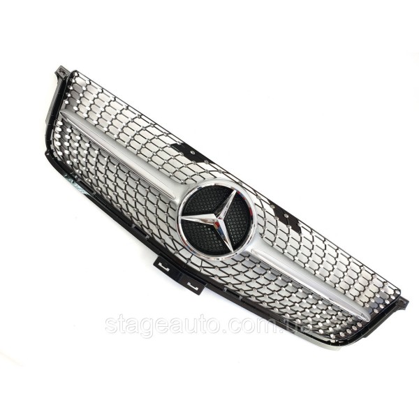 Решетка радиатора на Mercedes ML-Class W166 2011-2015 год Diamond ( Серая с хром вставками )