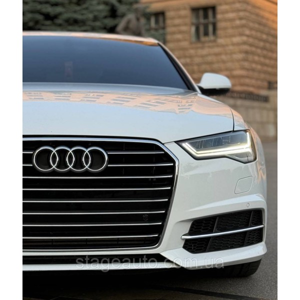 Решетки переднего бампера в стиле S-Line на Audi A6 C7 2014-2018 года Черные с хром вставкой
