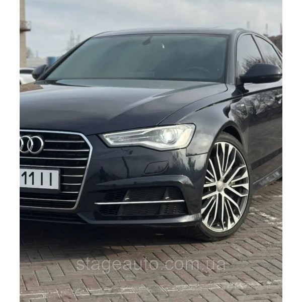 Решетки переднего бампера в стиле S-Line на Audi A6 C7 2014-2018 года Черные с хром вставкой