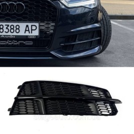 Решетки переднего бампера в стиле S-Line на Audi A6 C7 2014-2018 года Черные