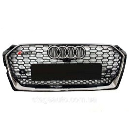 Решетка радиатора в стиле RS на Audi A5 F5 2016-2020 год Черная с хром рамкой