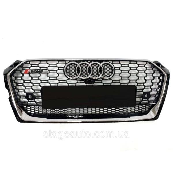 Решетка радиатора в стиле RS на Audi A5 F5 2016-2020 год Черная с хром рамкой