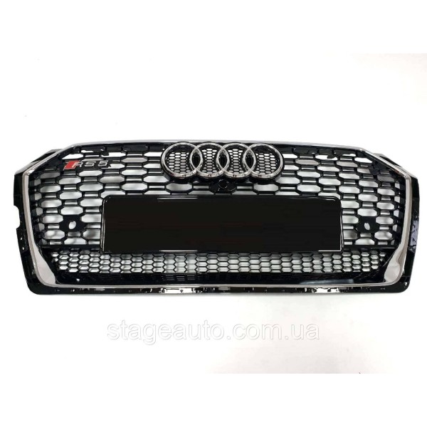 Решетка радиатора в стиле RS на Audi A5 F5 2016-2020 год Черная с хром рамкой