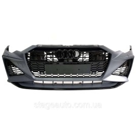Передний бампер в стиле RS на Audi A6 C8 2018-2022 год ( Под дистронник )