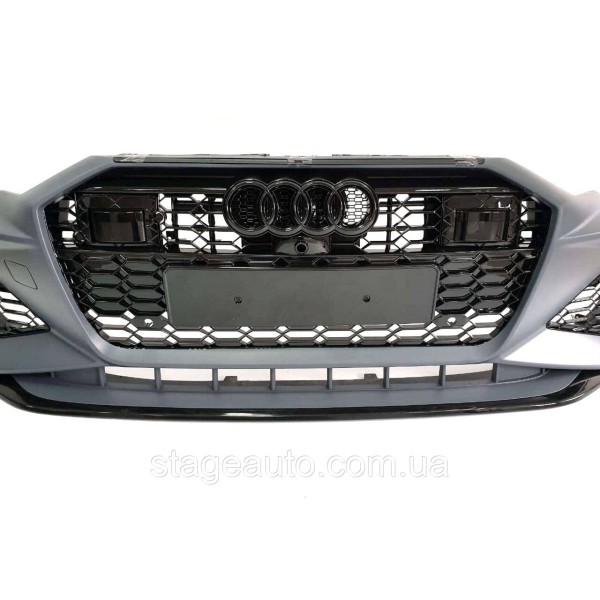 Передний бампер в стиле RS на Audi A6 C8 2018-2022 год ( Под дистронник )