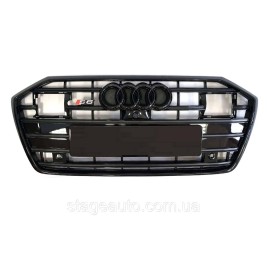 Решетка радиатора в стиле S-Line на Audi A6 C8 2018-2022 год ( Черная под дистроник )