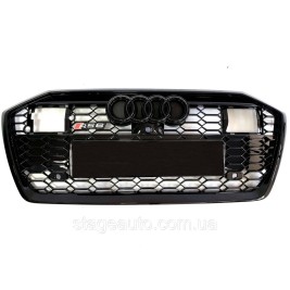 Решетка радиатора в стиле RS на Audi A6 C8 2018-2022 год ( Черная под дистроник )