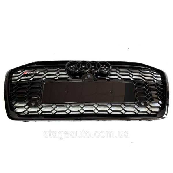 Решетка радиатора в стиле RS на Audi A6 C8 2018-2022 год ( Черная под камеру без дистроника )