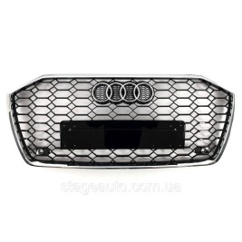 Решетка радиатора в стиле RS на Audi A6 C8 2018-2022 год ( Черная с хромом )