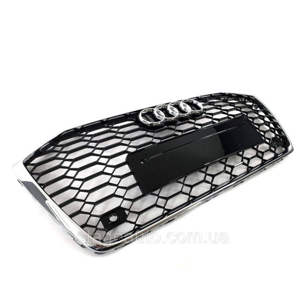 Решетка радиатора в стиле RS на Audi A6 C8 2018-2022 год ( Черная с хромом )