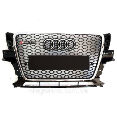 Решітка радіатора в стилі RS на Audi Q5 8R 2008-2012 рік Чорна з хромом