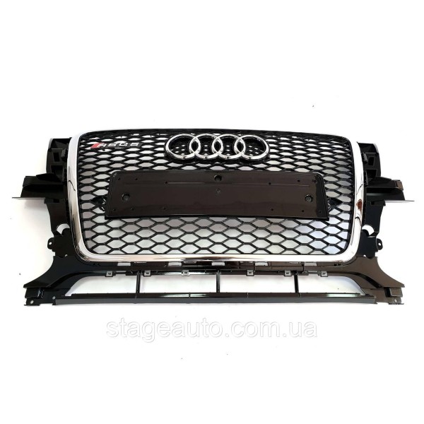 Решітка радіатора в стилі RS на Audi Q5 8R 2008-2012 рік Чорна з хромом