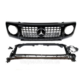 Решетка радиатора + рамки на фары Mercedes G-Class W463 2018-2022 года GT Chrome Black