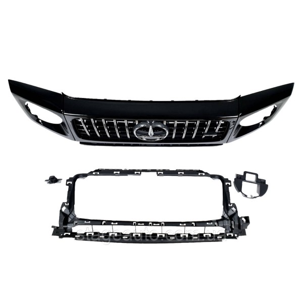 Решетка радиатора + рамки на фары Mercedes G-Class W463 2018-2022 года GT Chrome Black
