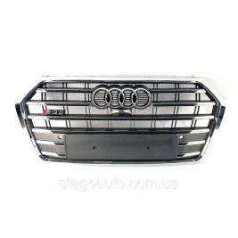 Решетка радиатора в стиле S-Line на Audi Q5 80A 2016-2020 год Серая с хромом