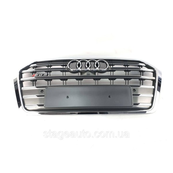 Решітка радіатора в стилі S-Line на Audi Q5 80A 2016-2020 рік Сіра з хромом
