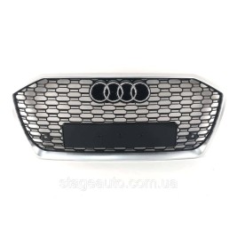 Решетка радиатора в стиле RS на Audi A6 C8 2018-2022 год ( Черная с серым )