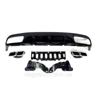 Diffuser with chrome tips for Mercedes C-Class Coupe C205 2014-2018 ( in Edition 1 style )