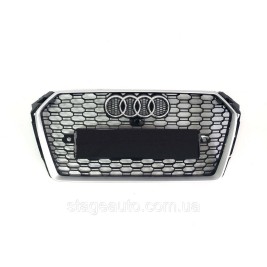 Решетка радиатора в стиле RS на Audi A4 B9 2015-2019 год Черная с серой рамкой ( без Quattro )