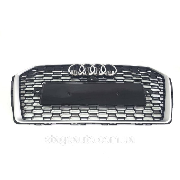 Решетка радиатора в стиле RS на Audi A4 B9 2015-2019 год Черная с серой рамкой ( без Quattro )