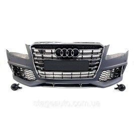 Передний бампер в стиле W12 на Audi A8 D4 2010-2014 года
