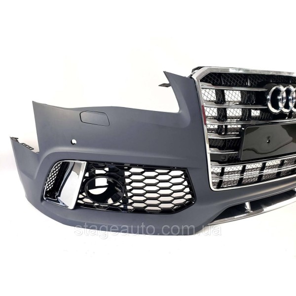 Передний бампер в стиле W12 на Audi A8 D4 2010-2014 года