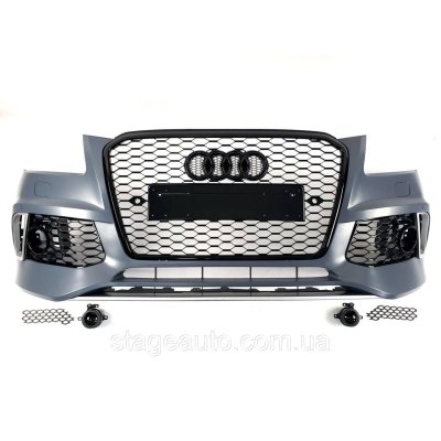 Передній бампер у стилі RS на Audi Q5 8R 2012-2016 рік (з місцями під дистронік)