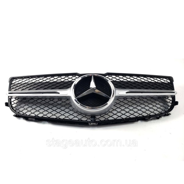 Решітка радіатора на Mercedes GLK-Class X204 2012-2015 рік AMG стиль (Чорна з сірим і елементами хрому)