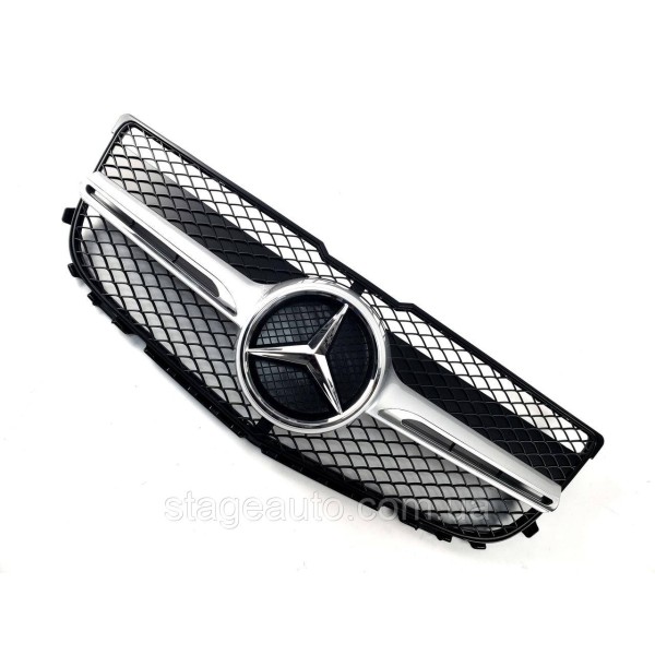 Решітка радіатора на Mercedes GLK-Class X204 2012-2015 рік AMG стиль (Чорна з сірим і елементами хрому)