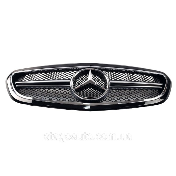 Решетка радиатора на Mercedes E-Class W212 2013-2016 год AMG стиль ( Черная с хром вставками ) Classic