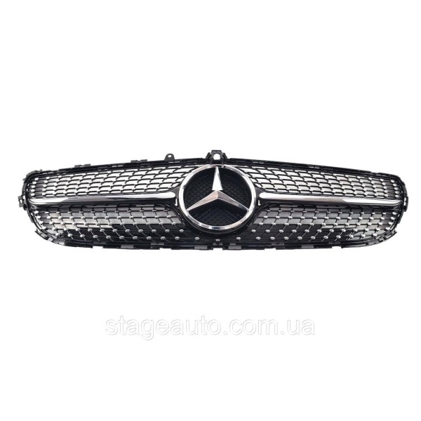 Решетка радиатора на Mercedes CLS-Class C218 2014-2018 год Diamond ( Черная с хром вставками )