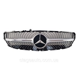 Решетка радиатора на Mercedes CLS-Class C218 2014-2018 год Diamond ( Серая с хром вставками )