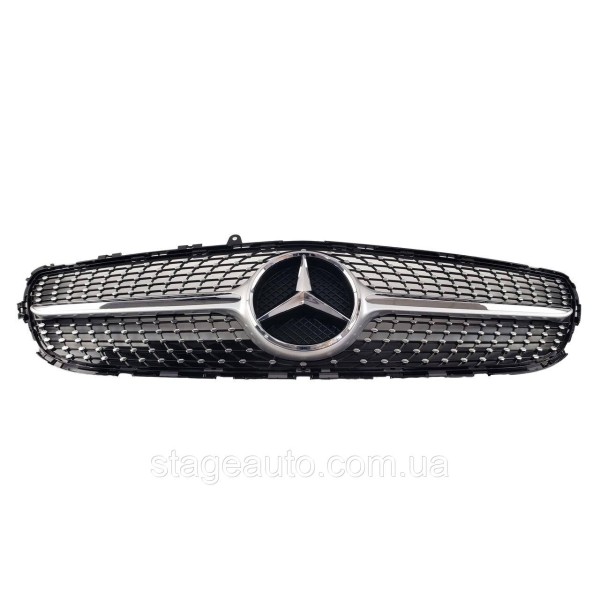 Решетка радиатора на Mercedes CLS-Class C218 2014-2018 год Diamond ( Серая с хром вставками )