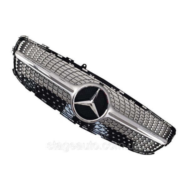 Решетка радиатора на Mercedes CLS-Class C218 2014-2018 год Diamond ( Серая с хром вставками )