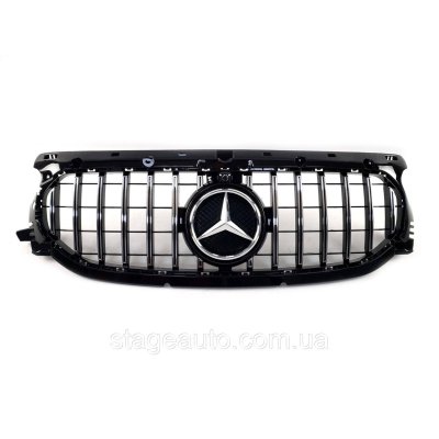 Решітка радіатора на Mercedes GLA-Class H247 2020-2022 рік GT Panamericana (Чорна з хромомом)