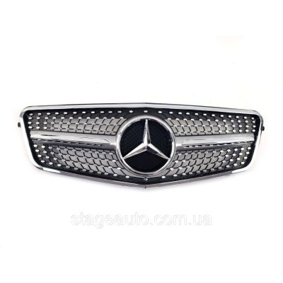 Решітка радіатора на Mercedes E-Class W212 2009-2013 рік Diamond ( Сіра з хром вставками)