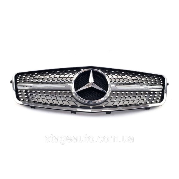 Решетка радиатора на Mercedes E-Class W212 2009-2013 год  Diamond  ( Серая с хром вставками )