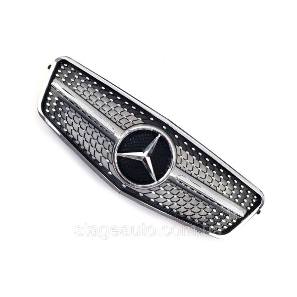 Решетка радиатора на Mercedes E-Class W212 2009-2013 год  Diamond  ( Серая с хром вставками )