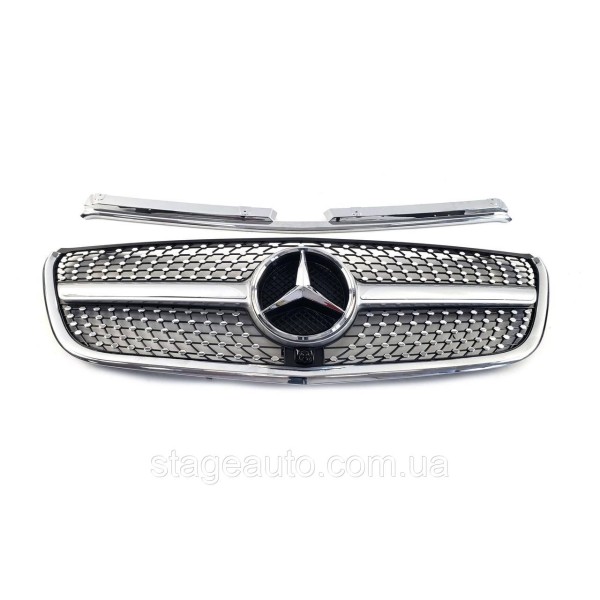 Решетка радиатора на Mercedes Vito W447 2014-2019 год Diamond ( Серая с хром вставками )
